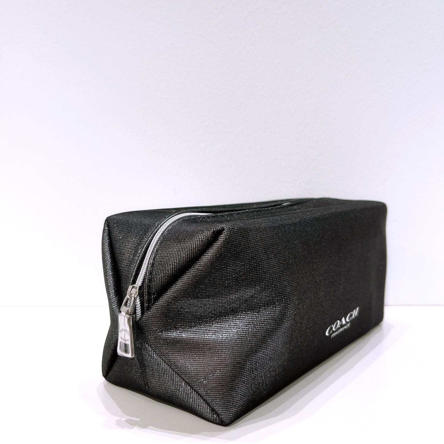 Coach Fragrance Silver Glitter Large Toiletry Cosmetic Bag
