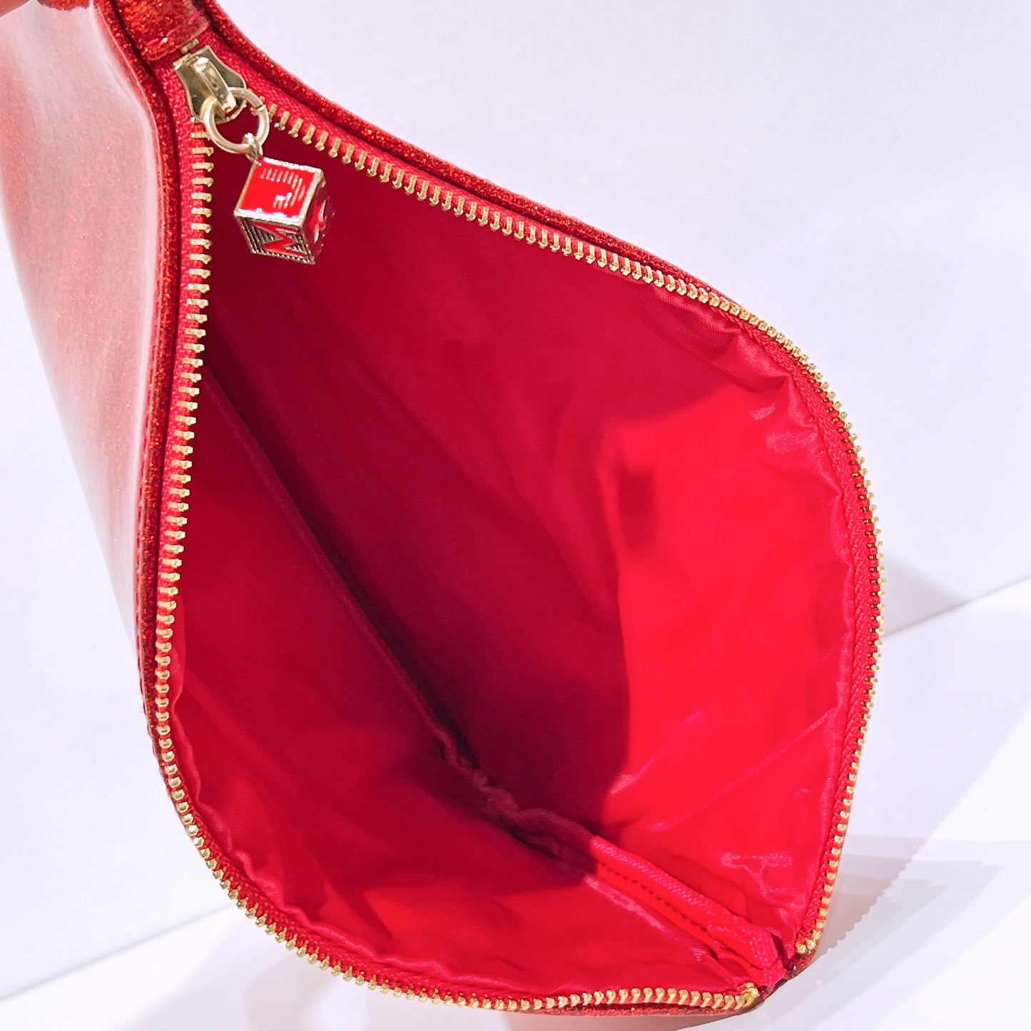 Marc Jacobs Fragrances Red Glitter Faux Leather Clutch