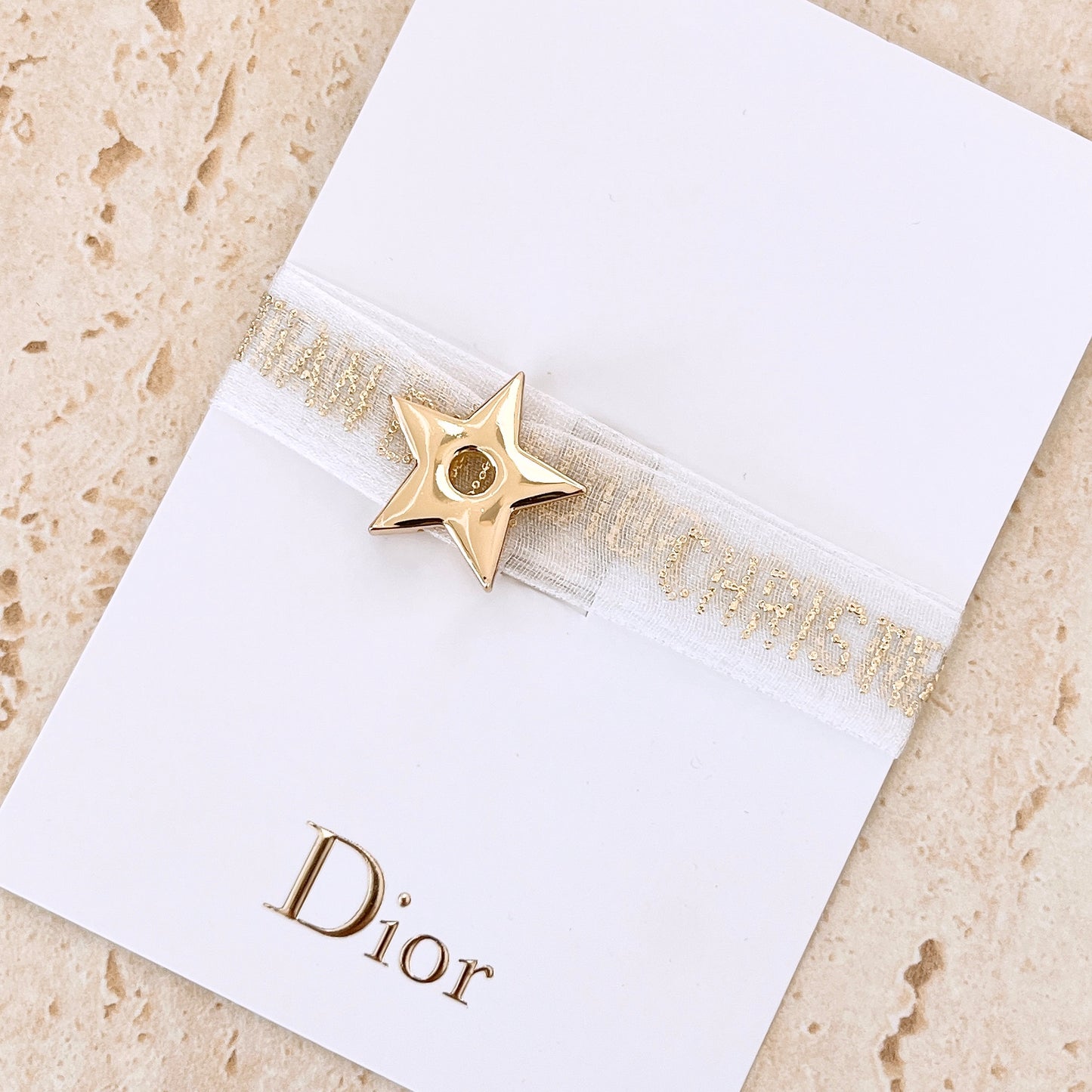 Dior Bracelet choker Gold Star Charm Ribbon type Logo Novelty Limited