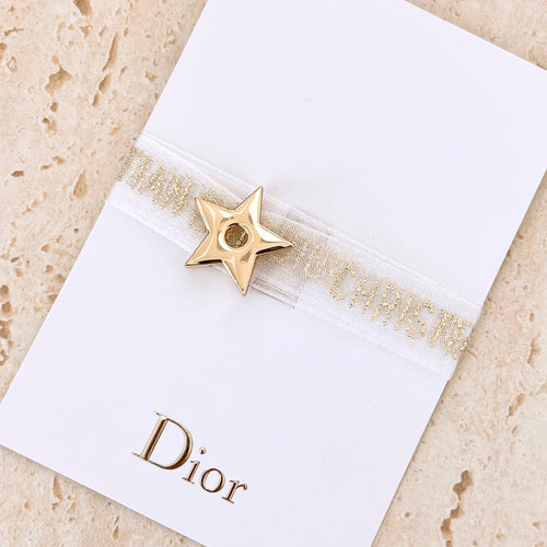 Dior Bracelet choker Gold Star Charm Ribbon type Logo Novelty Limited