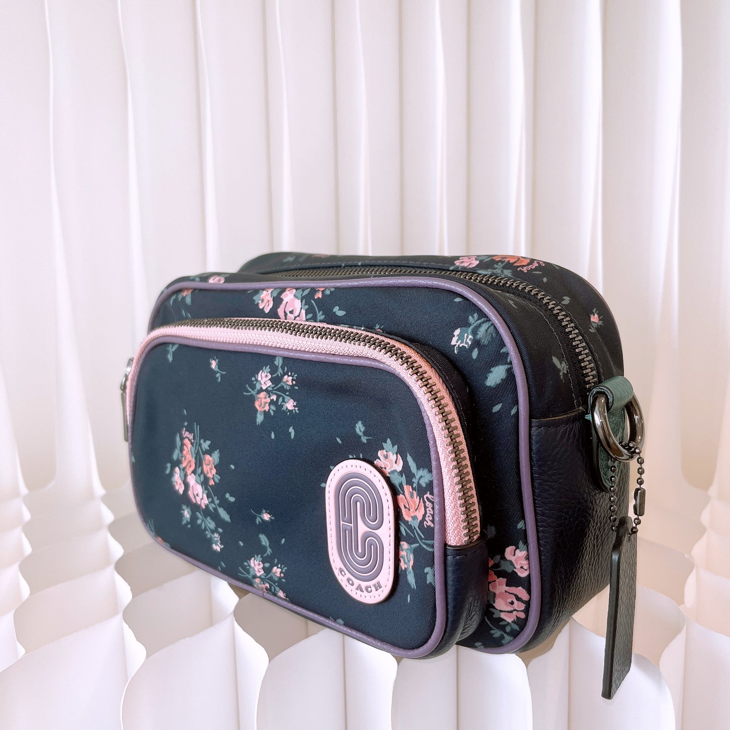 Coach Court Crossbody 91020 Rose Bouquet Print Nylon Camera Bag