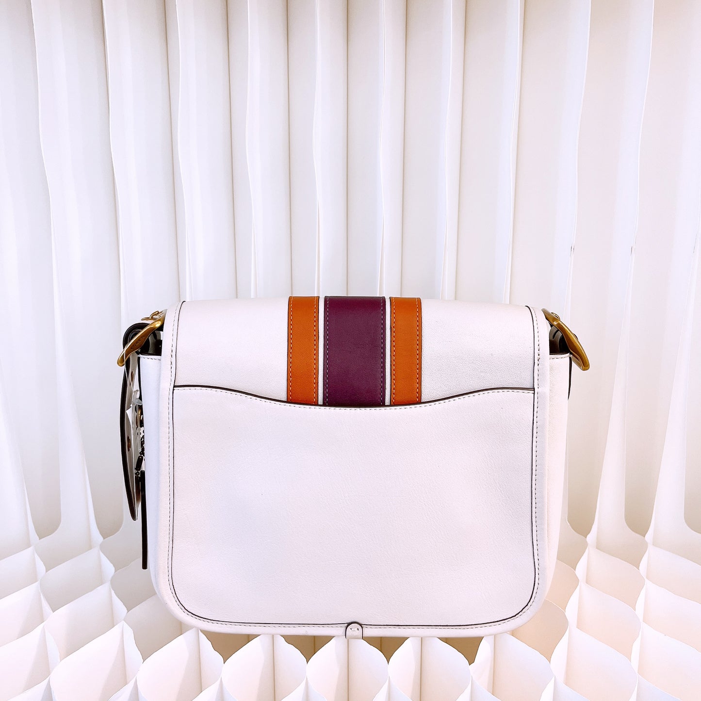 Coach Rambler Vasity Stripe Shoulder Messenger Bag In CHALK MULTI Leather