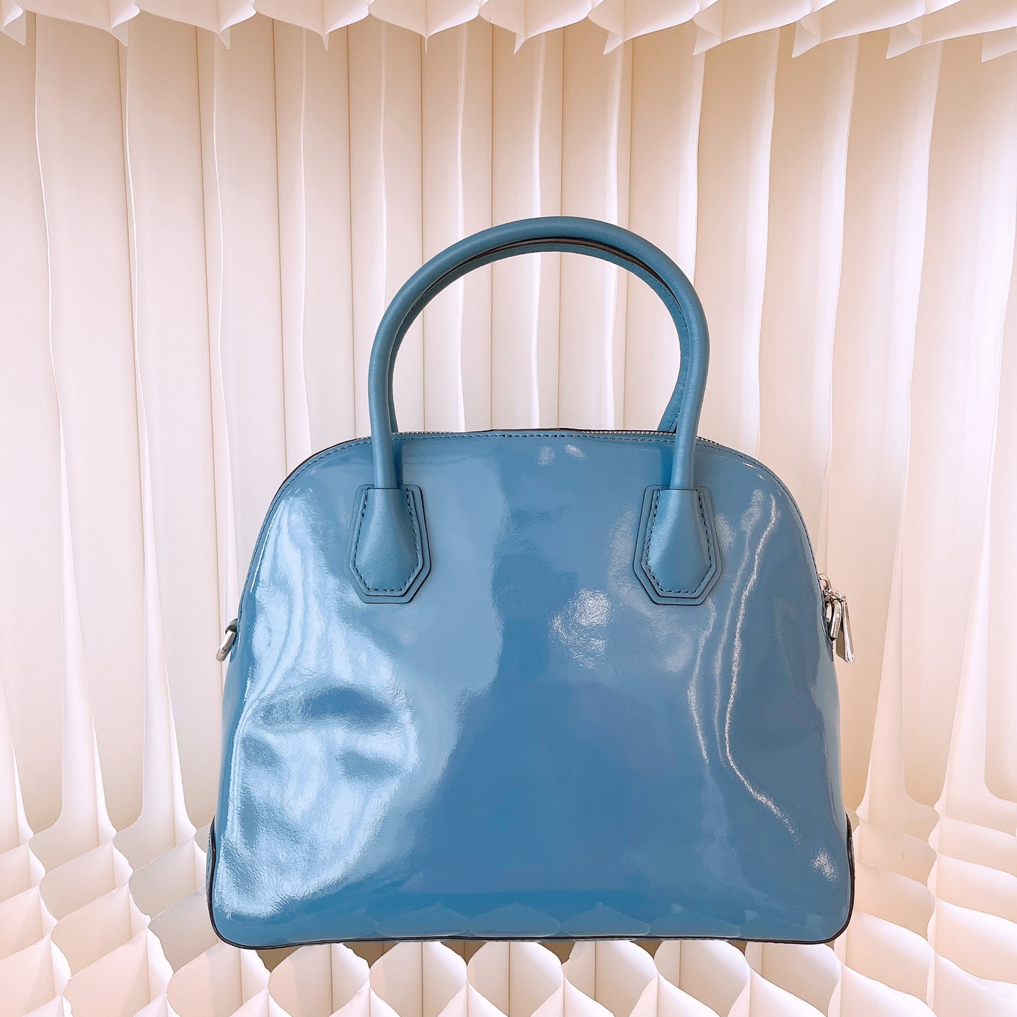 Michael Kors Light Blue Patent leather Large Mercer Dome Satchel