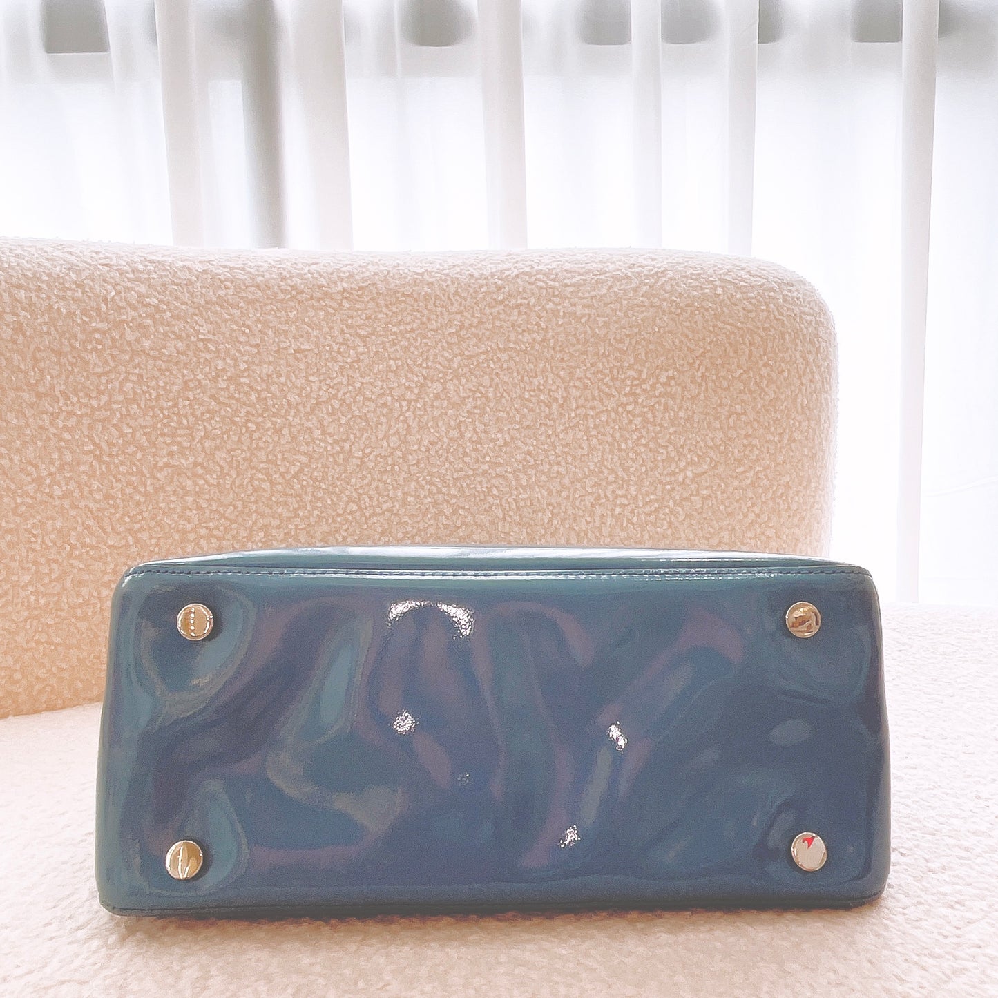 Michael Kors Light Blue Patent leather Large Mercer Dome Satchel