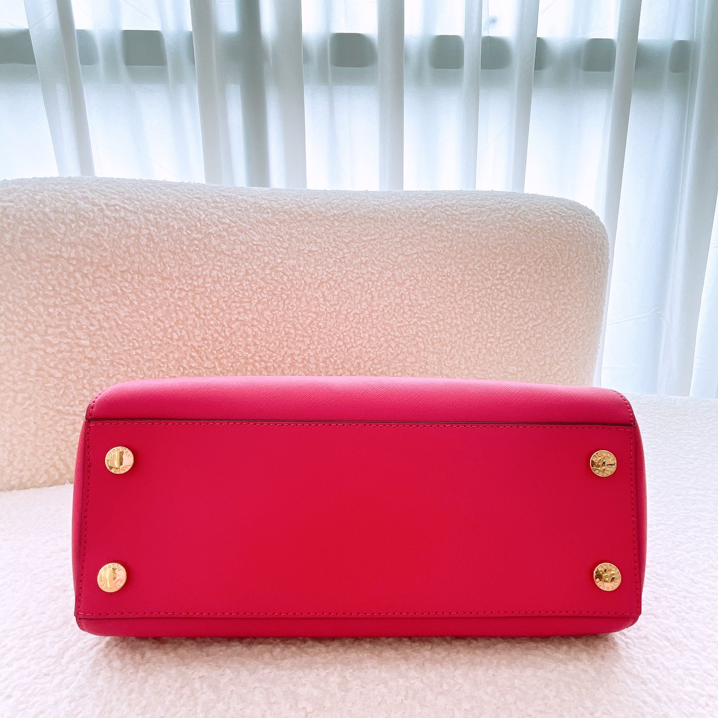 Michael Kors Ciara Large Top Zip Satchel Saffiano Leather Magenta