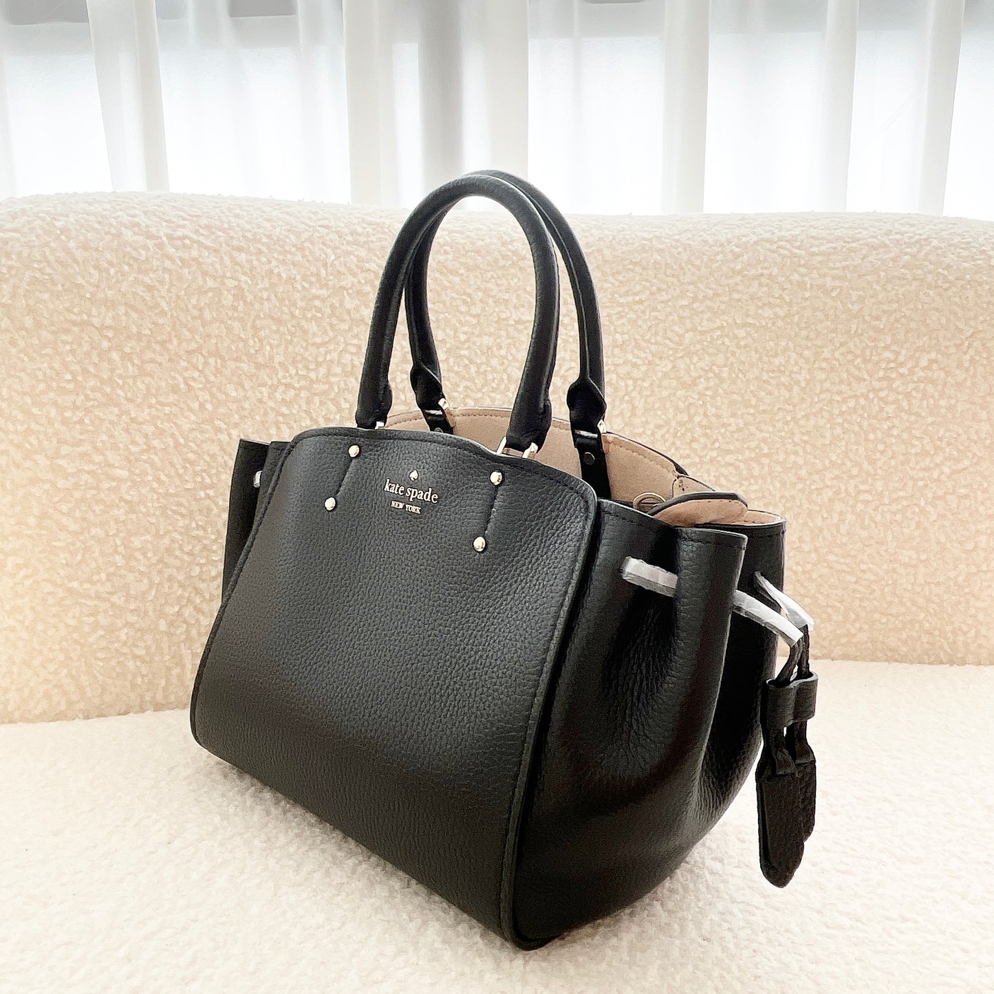 Kate Spade TEGAN Medium Satchel Black Pebbled Leather