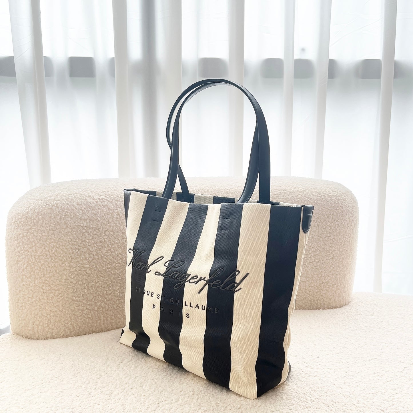 Karllagerfeld Striped Canvas Beach Bag