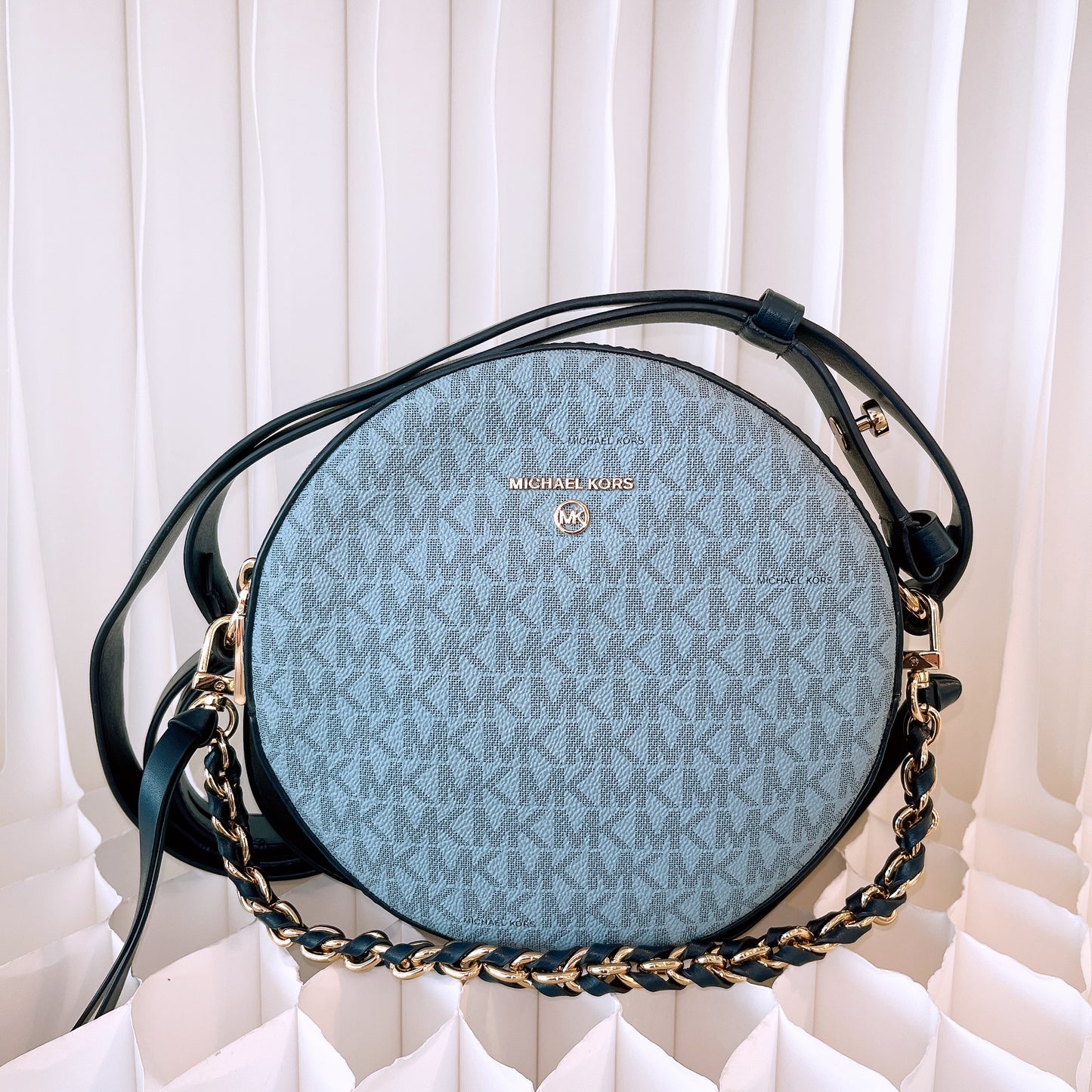 Michael Kors Delancey Medium Two-Tone Logo and Leather Canteen