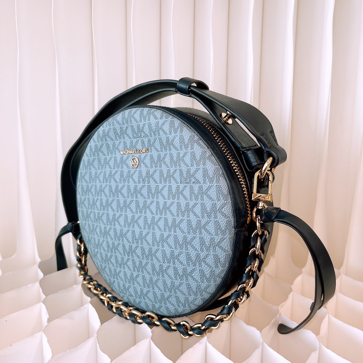 Michael Kors Delancey Medium Two-Tone Logo and Leather Canteen