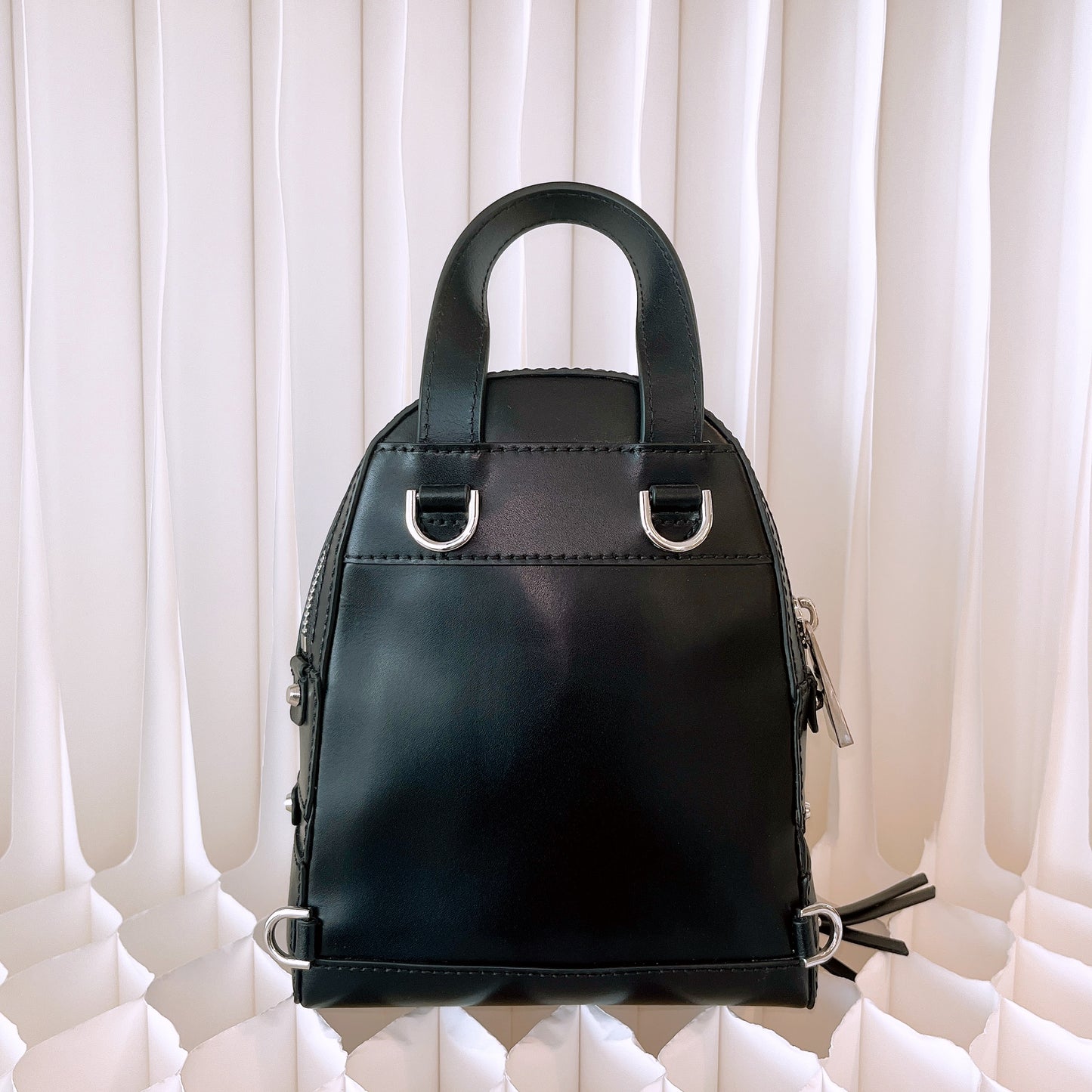 Michael Kors Black Rhea Studded Star Mini Messenger Zip Backpack Bag