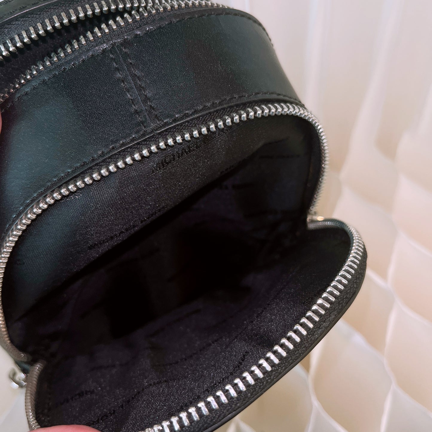 Michael Kors Black Rhea Studded Star Mini Messenger Zip Backpack Bag
