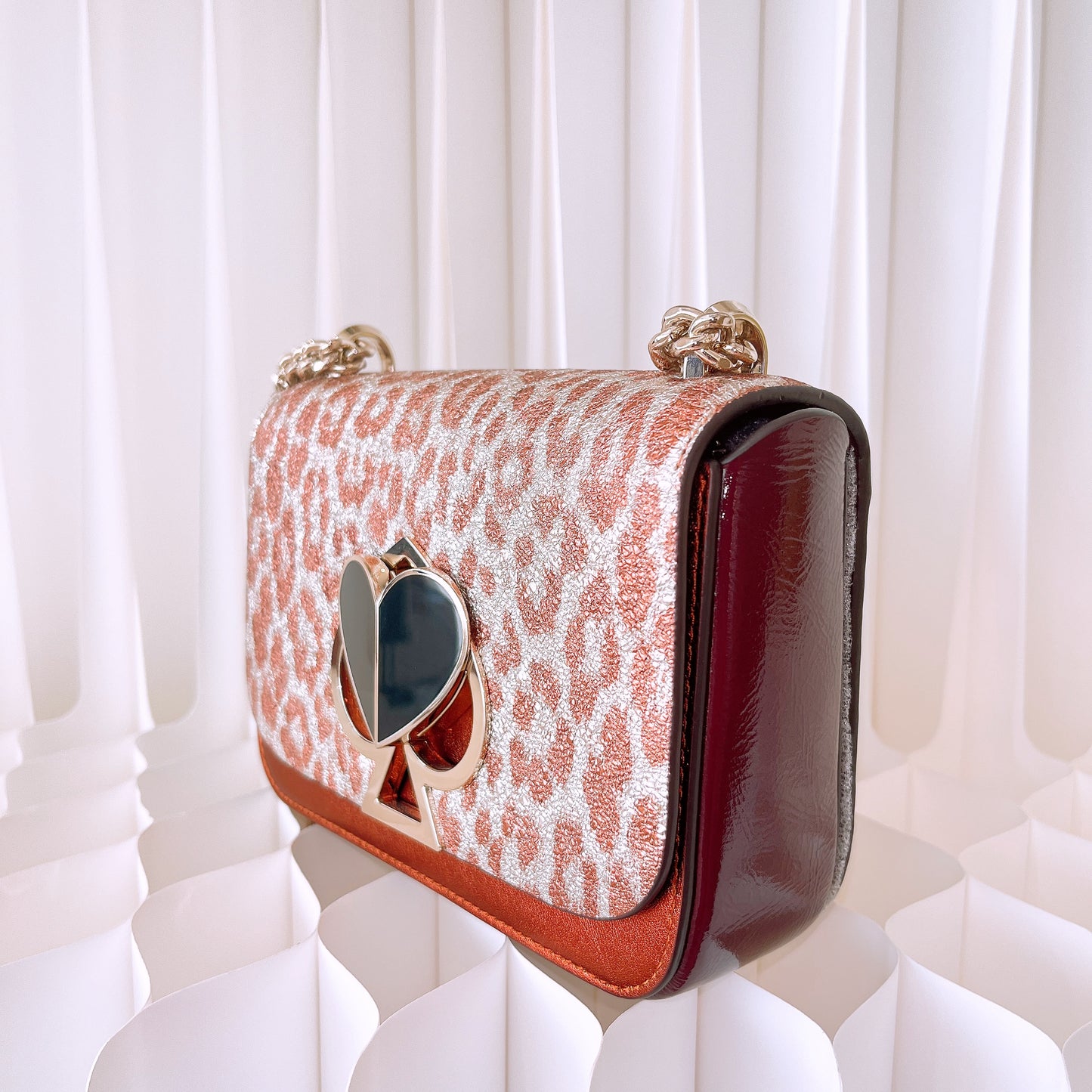 Kate Spade Nicola Metallic Leopard Twistlock Convertible Chain Crossbody Bag