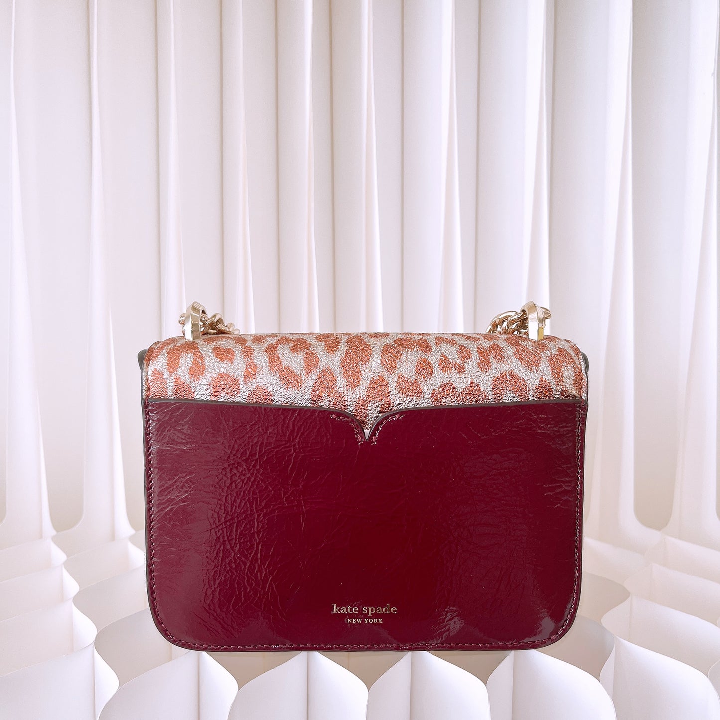 Kate Spade Nicola Metallic Leopard Twistlock Convertible Chain Crossbody Bag