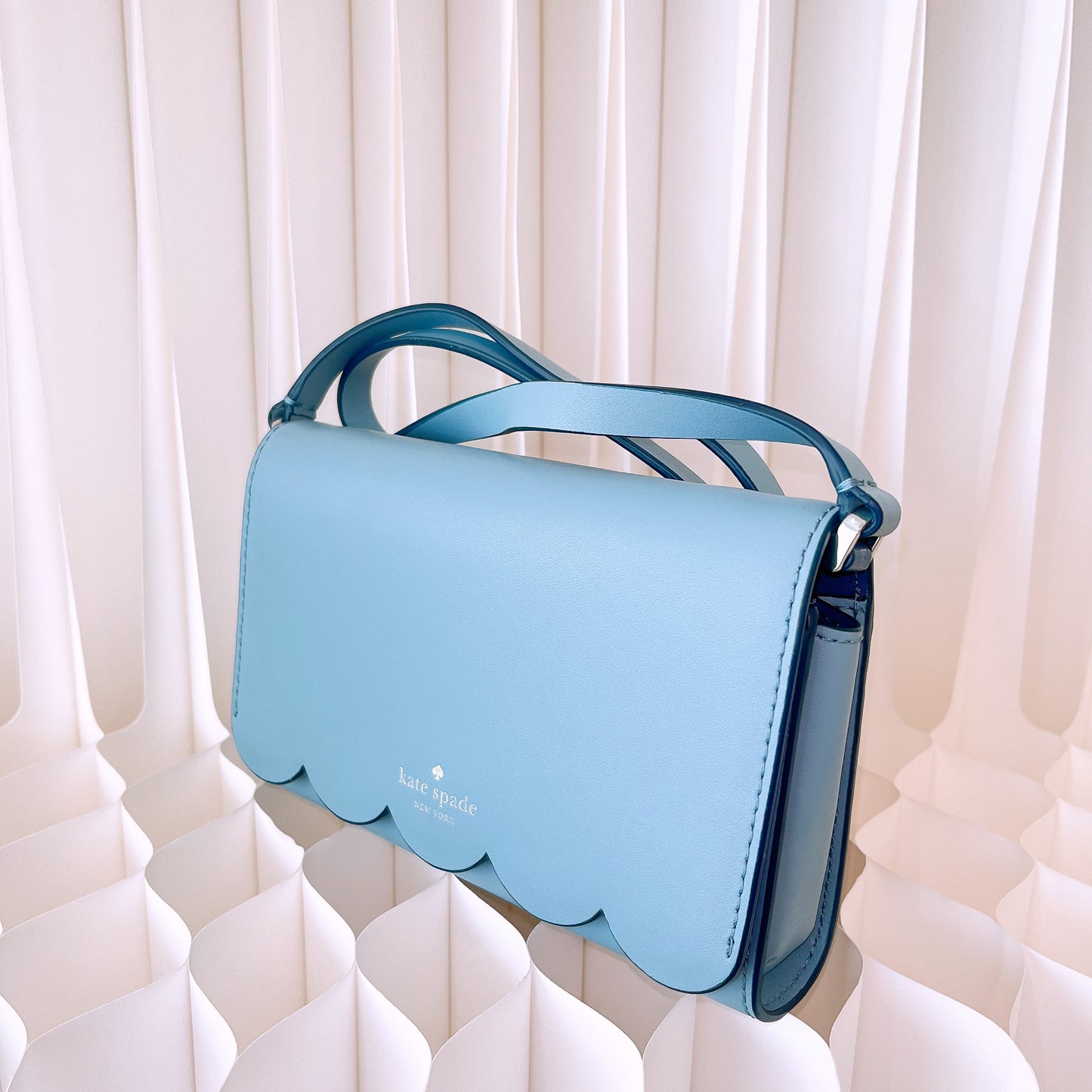 Kate Spade Magnolia Street Addison Blue Scallop Convertible Crossbody Bag