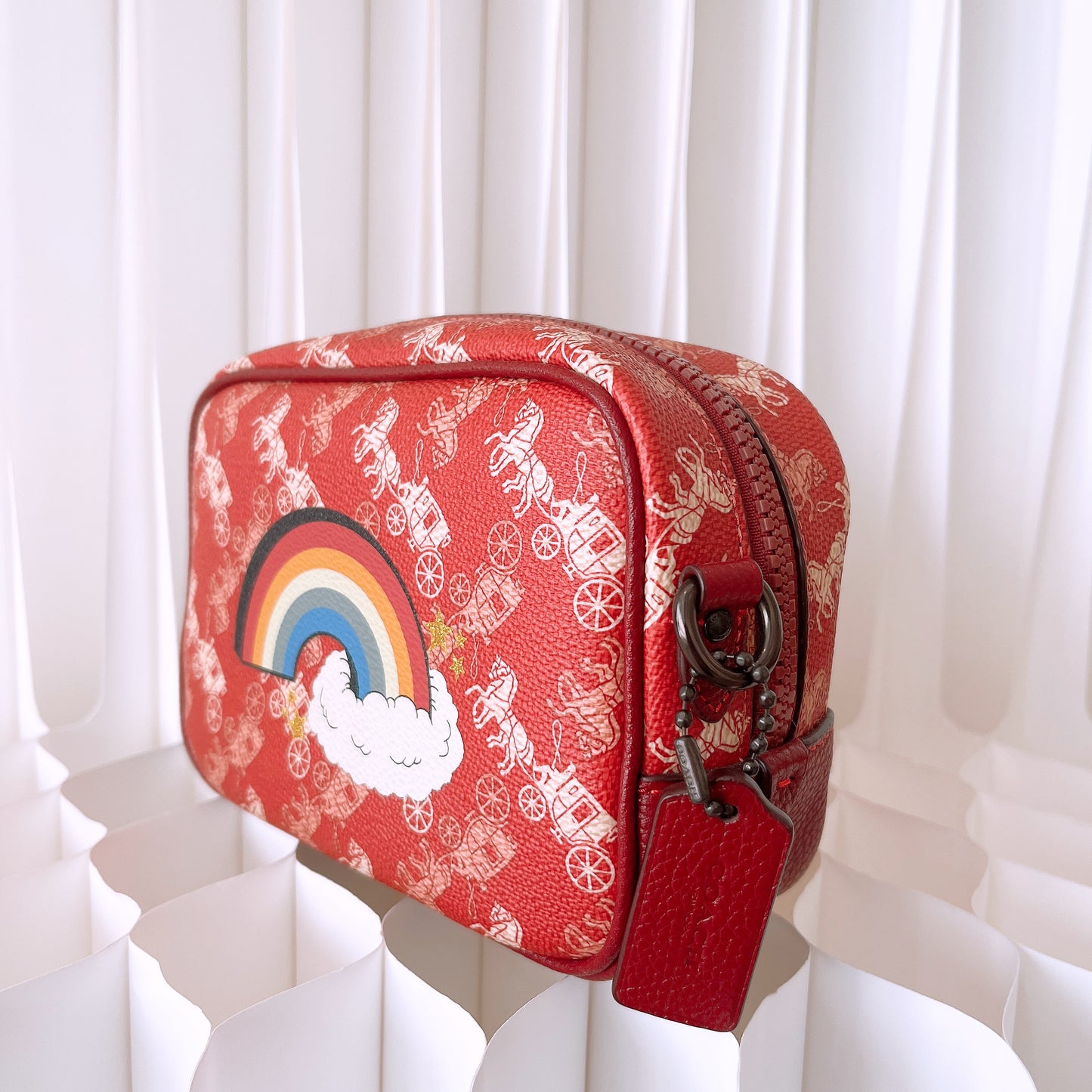 Coach Camera Bag 16 With Horse And Carriage Print And Rainbow