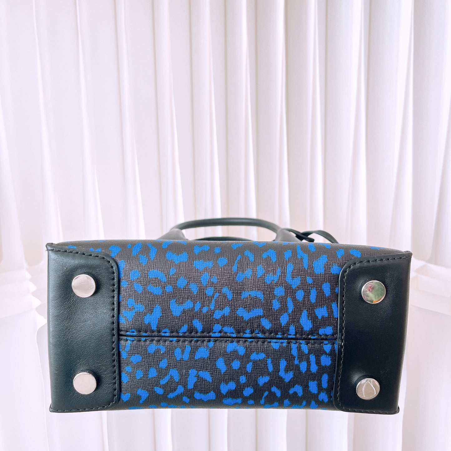 Michael Kors Black/Blue Leather and Coated Canvas Animal Print Mercer Tote