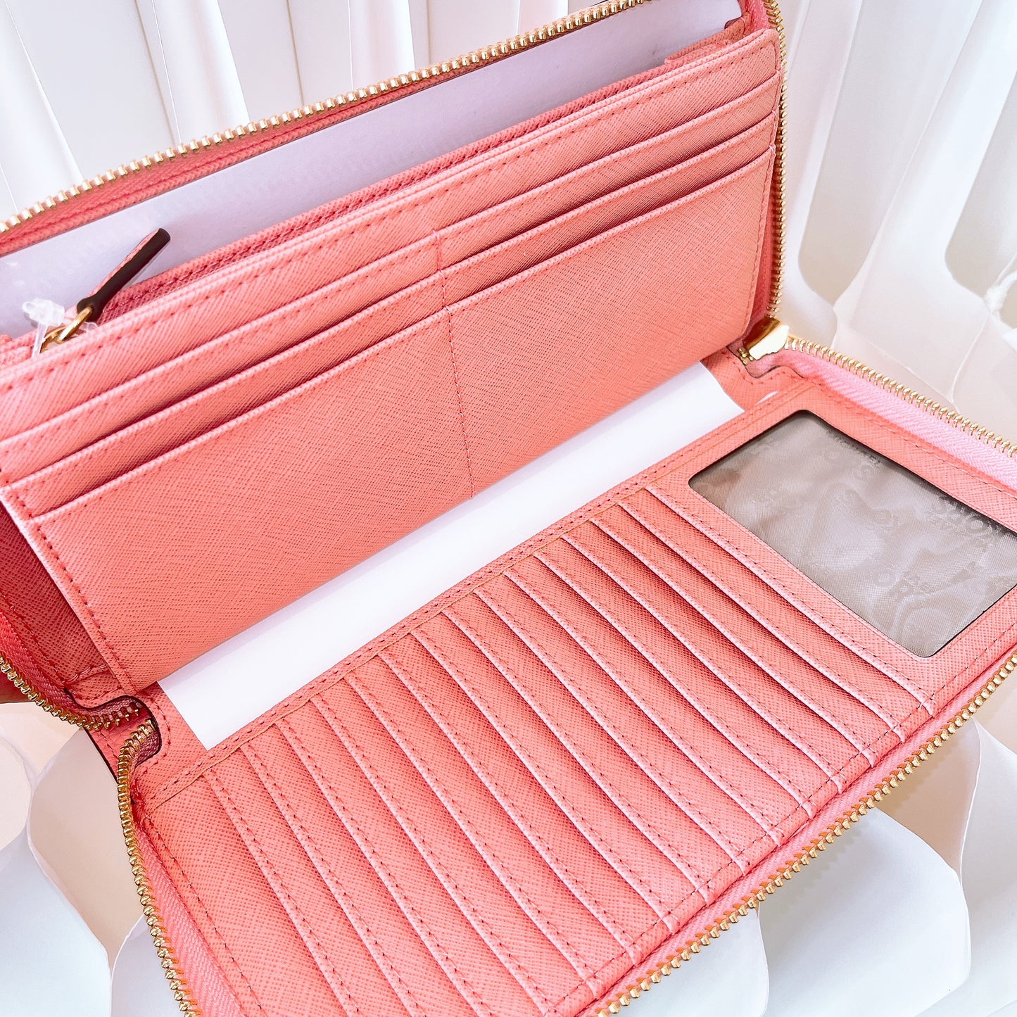 Michael Kors Jet Set Travel Continental Leather Round Zipper Long Wallet In Pink