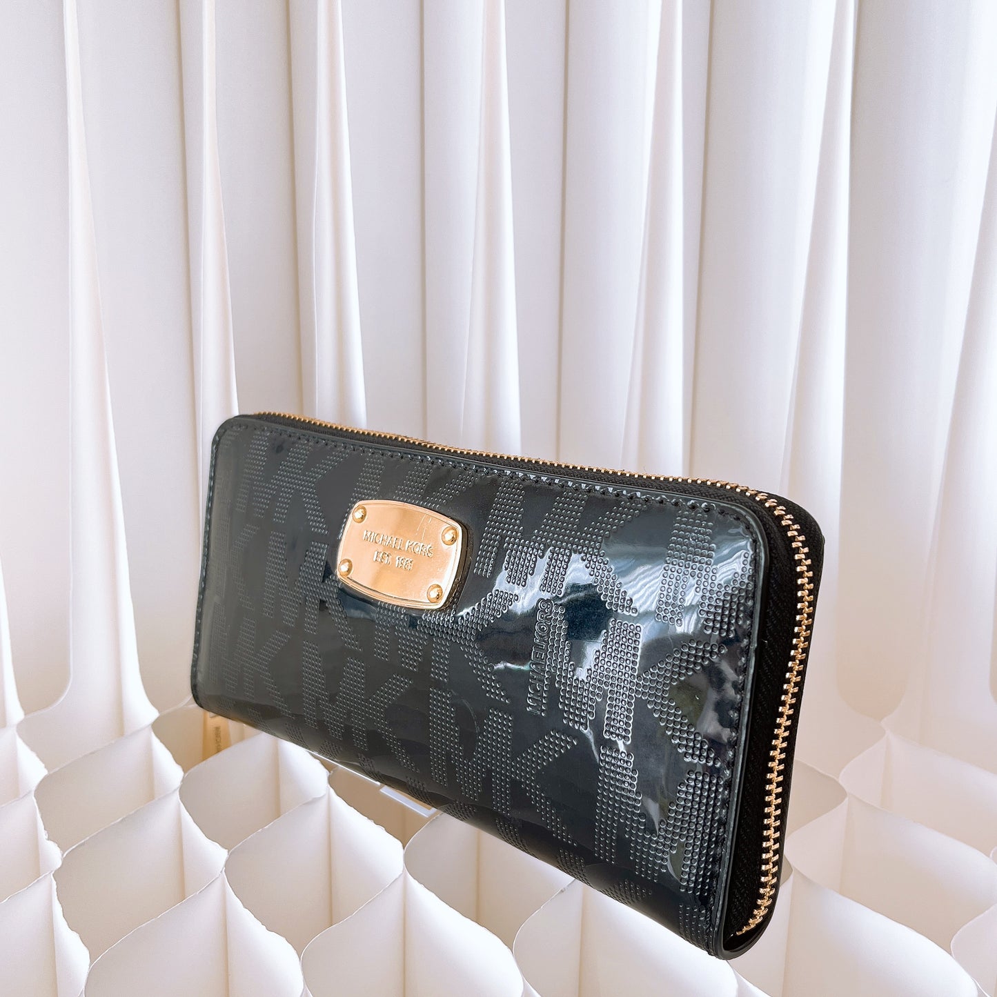 Michael Kors Signature Mirror Metallic Zip Around Continental Wallet