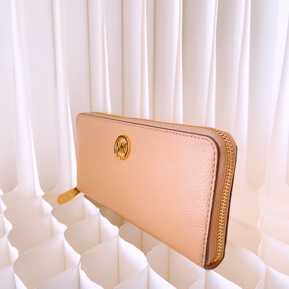 Michael Kors Fulton Dk Khaki Zip Around Continental Leather Wallet