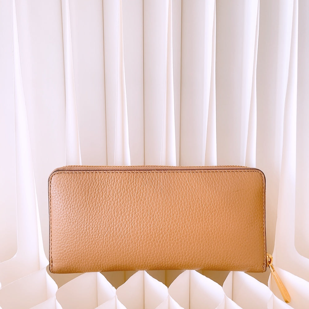 Michael Kors Fulton Dk Khaki Zip Around Continental Leather Wallet