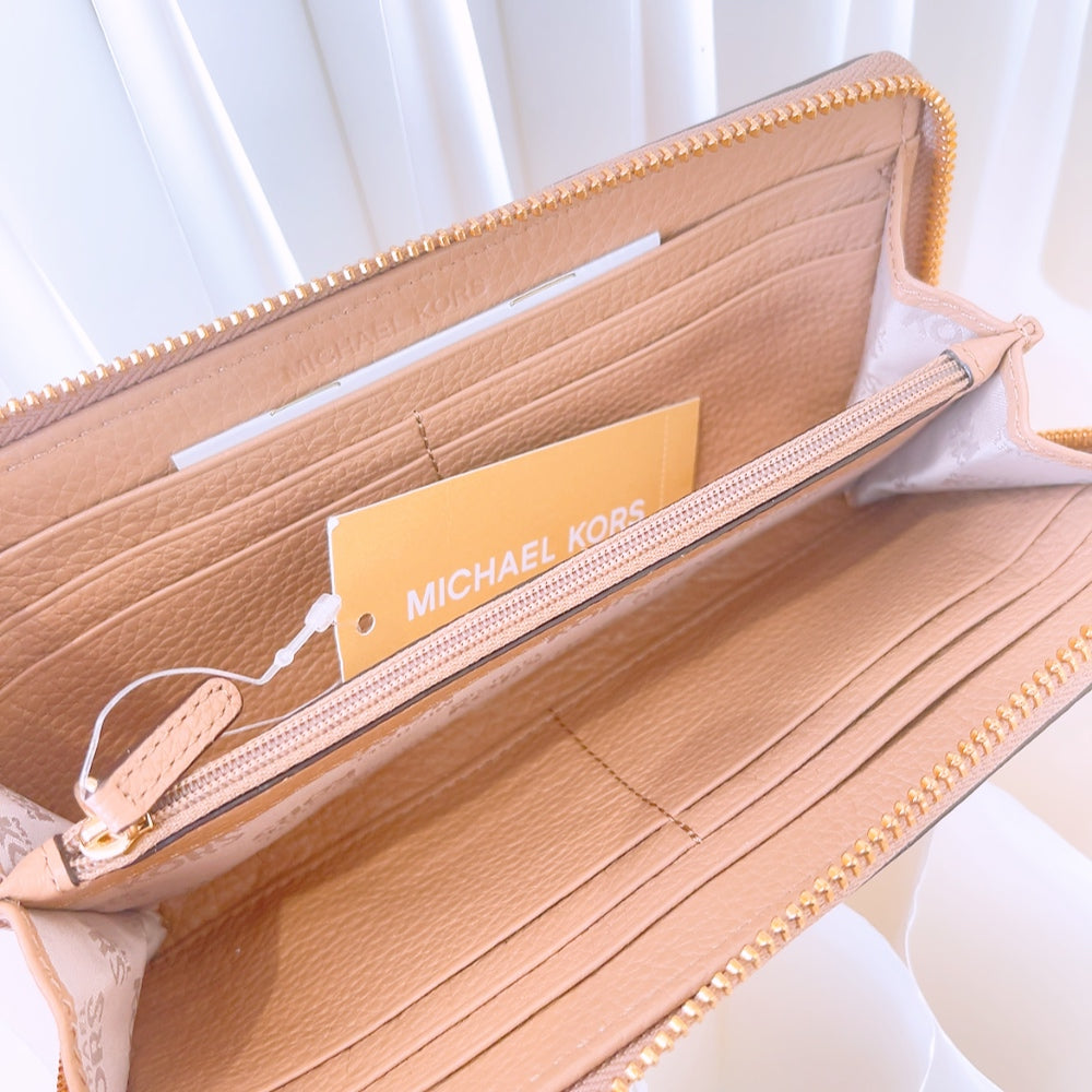 Michael Kors Fulton Dk Khaki Zip Around Continental Leather Wallet