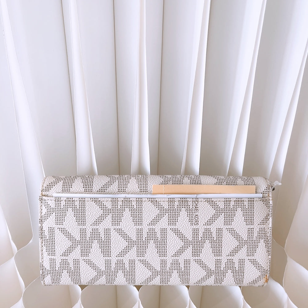 Michael Kors Fulton Flap Continental Long Wallet Monogram Vanilla