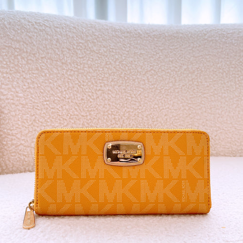 Michael Kors Signature Yellow Large Zip Around Long Wallet
