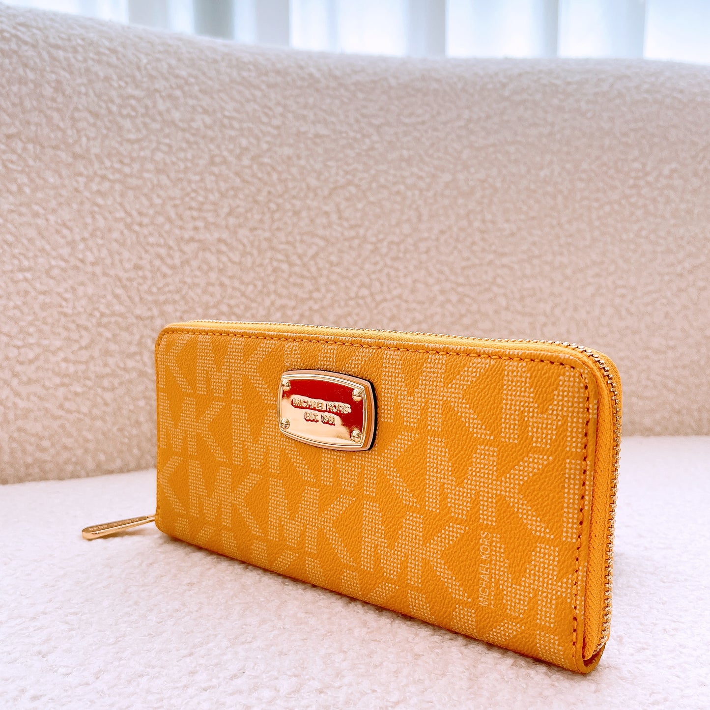 Michael Kors Signature Yellow Large Zip Around Long Wallet