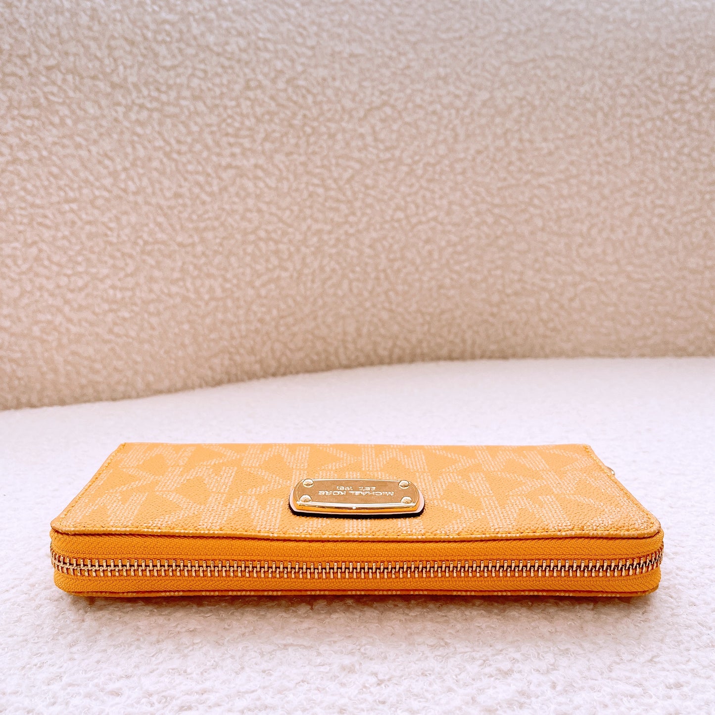 Michael Kors Signature Yellow Large Zip Around Long Wallet