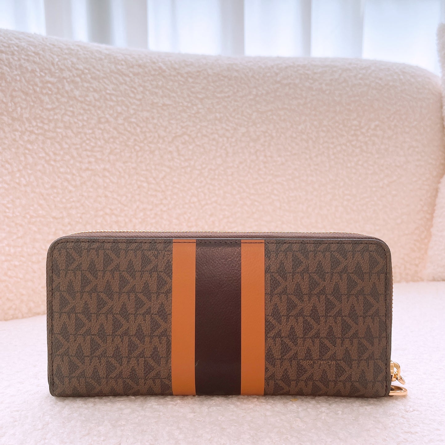 Michael Kors logo Stripe Continental Travel Wallet in Logo Canvas