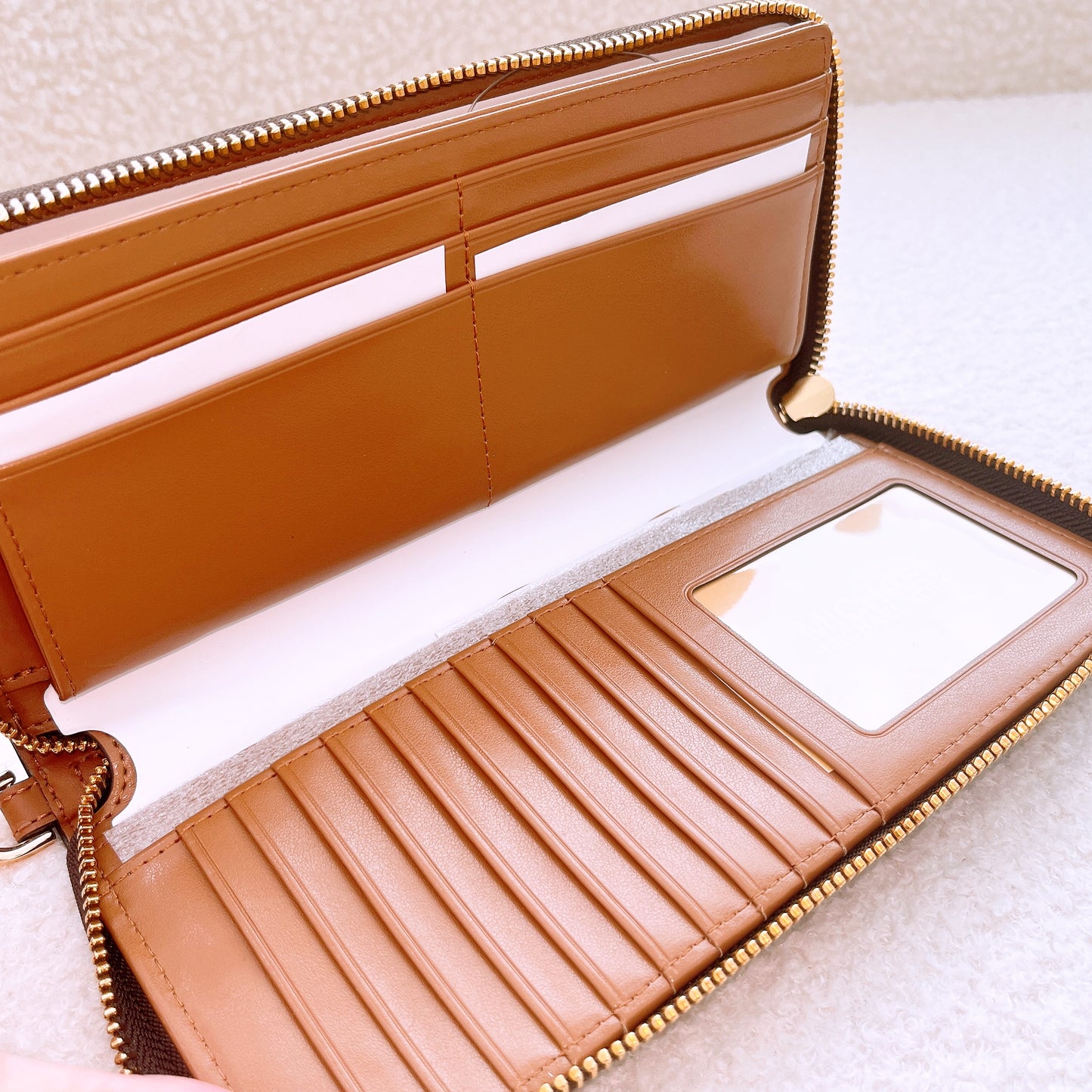 Michael Kors logo Stripe Continental Travel Wallet in Logo Canvas