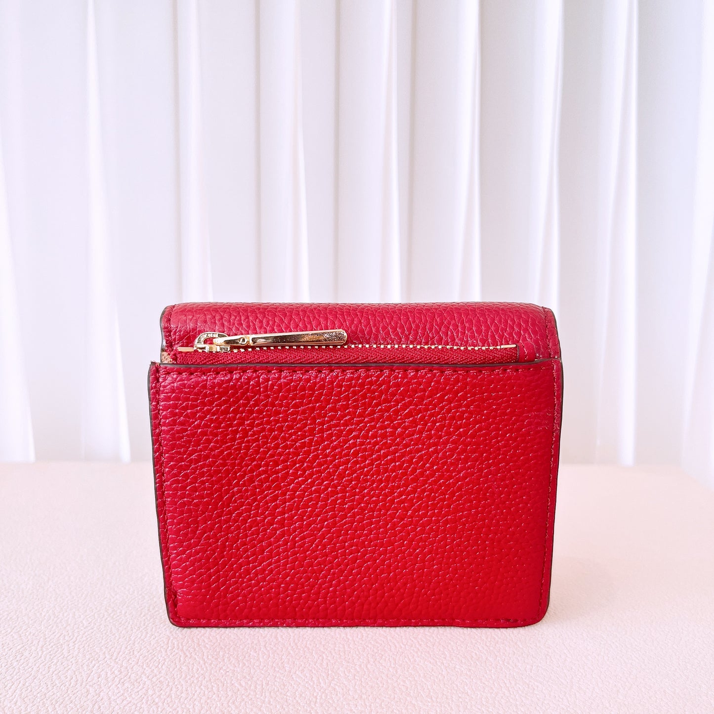Michael Kors Mercer Carryall Card Case Folding Wallet Pebbled Leather Plum
