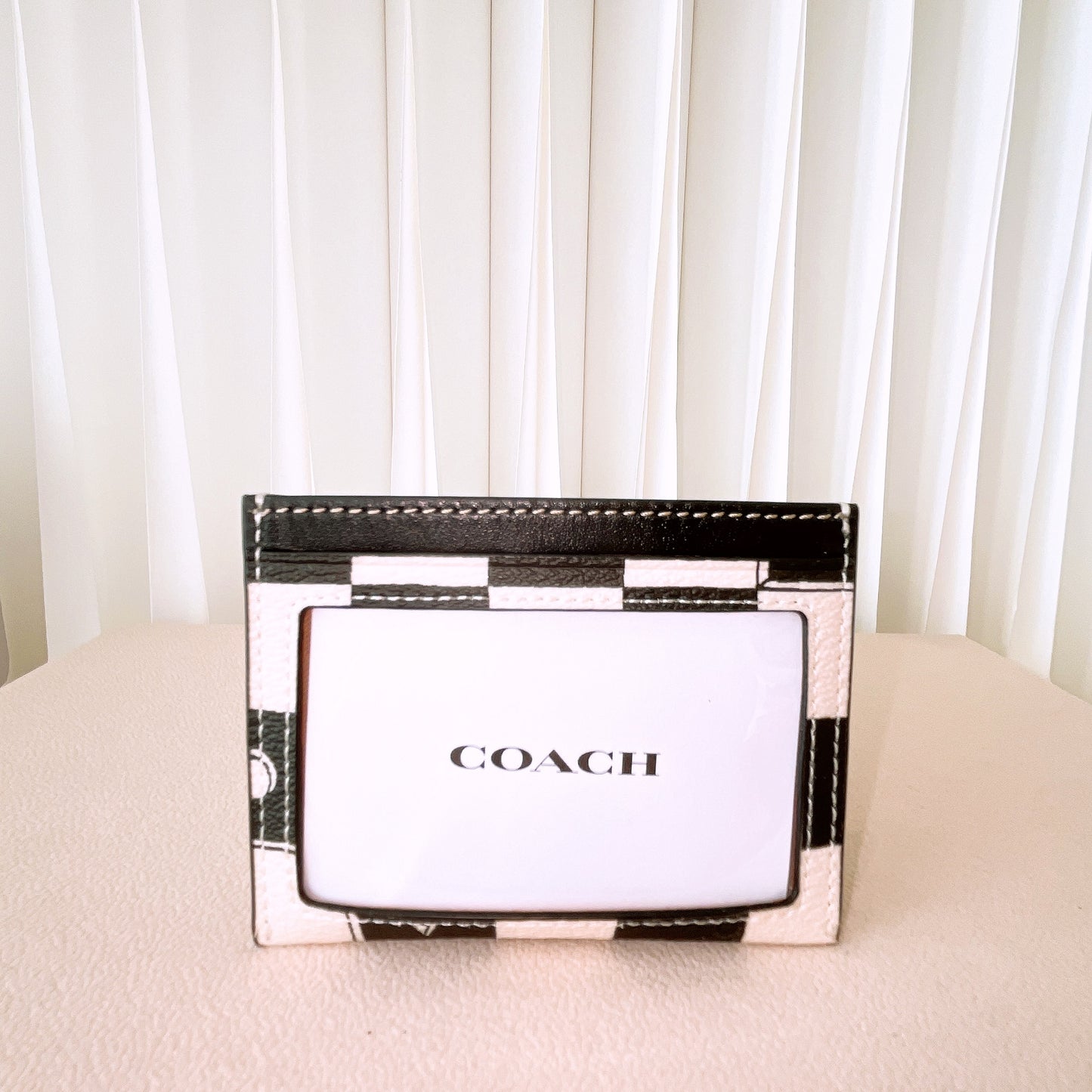 Coach Slim Id Card Case With Checkerboard Print
