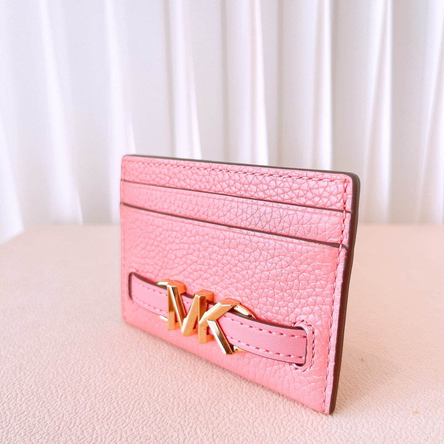 Michael Kors Women's Reed Pebbled Leather Card Case in Primrose