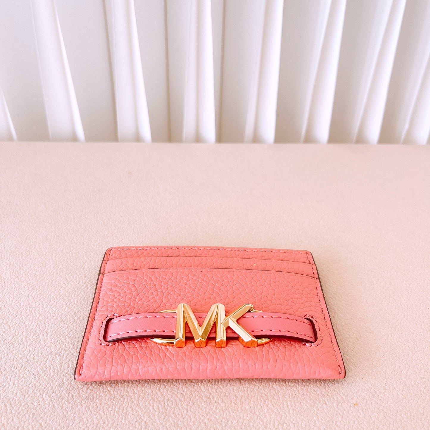 Michael Kors Women's Reed Pebbled Leather Card Case in Primrose
