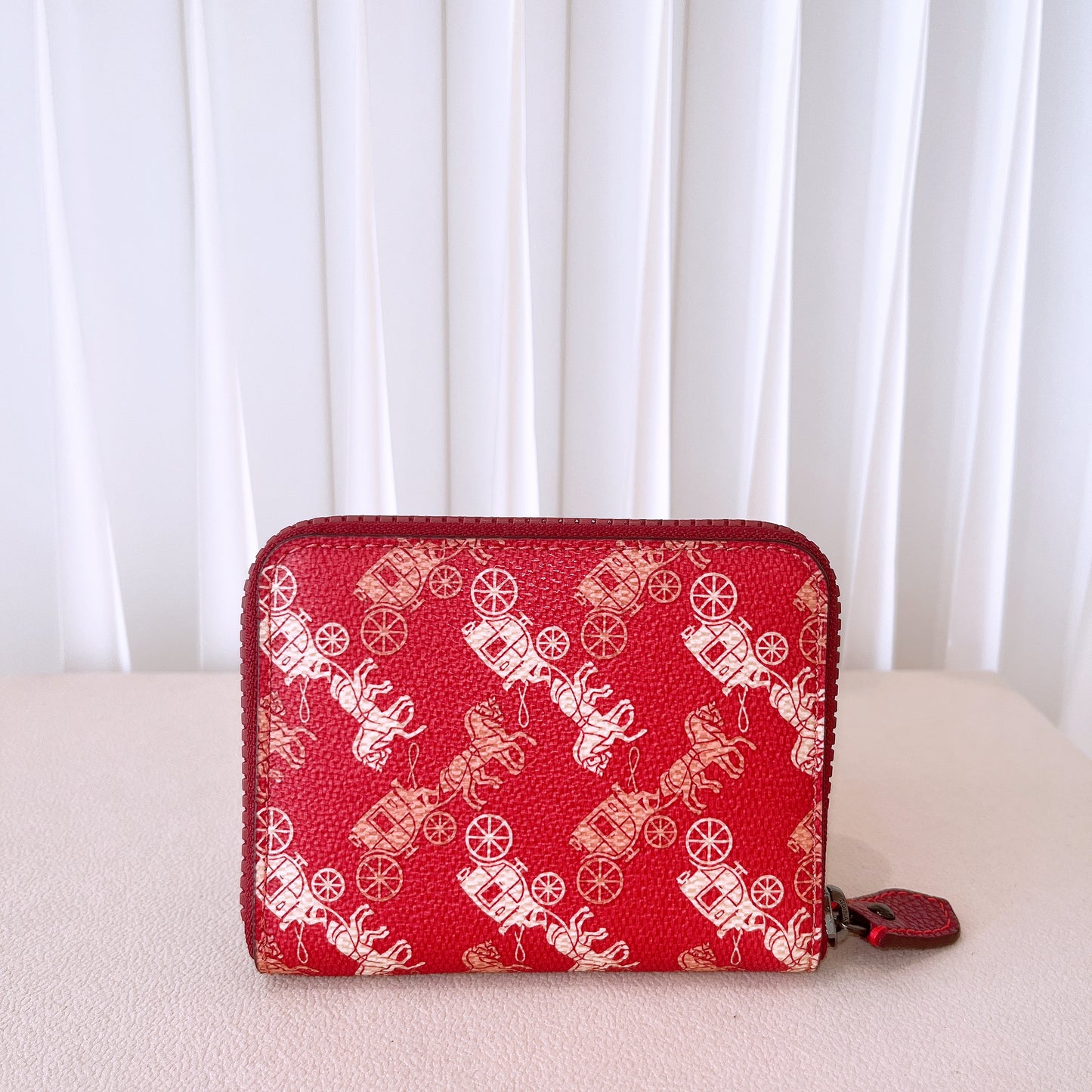 Coach Small Zip Around Wallet With Horse And Carriage Print And Rainbow