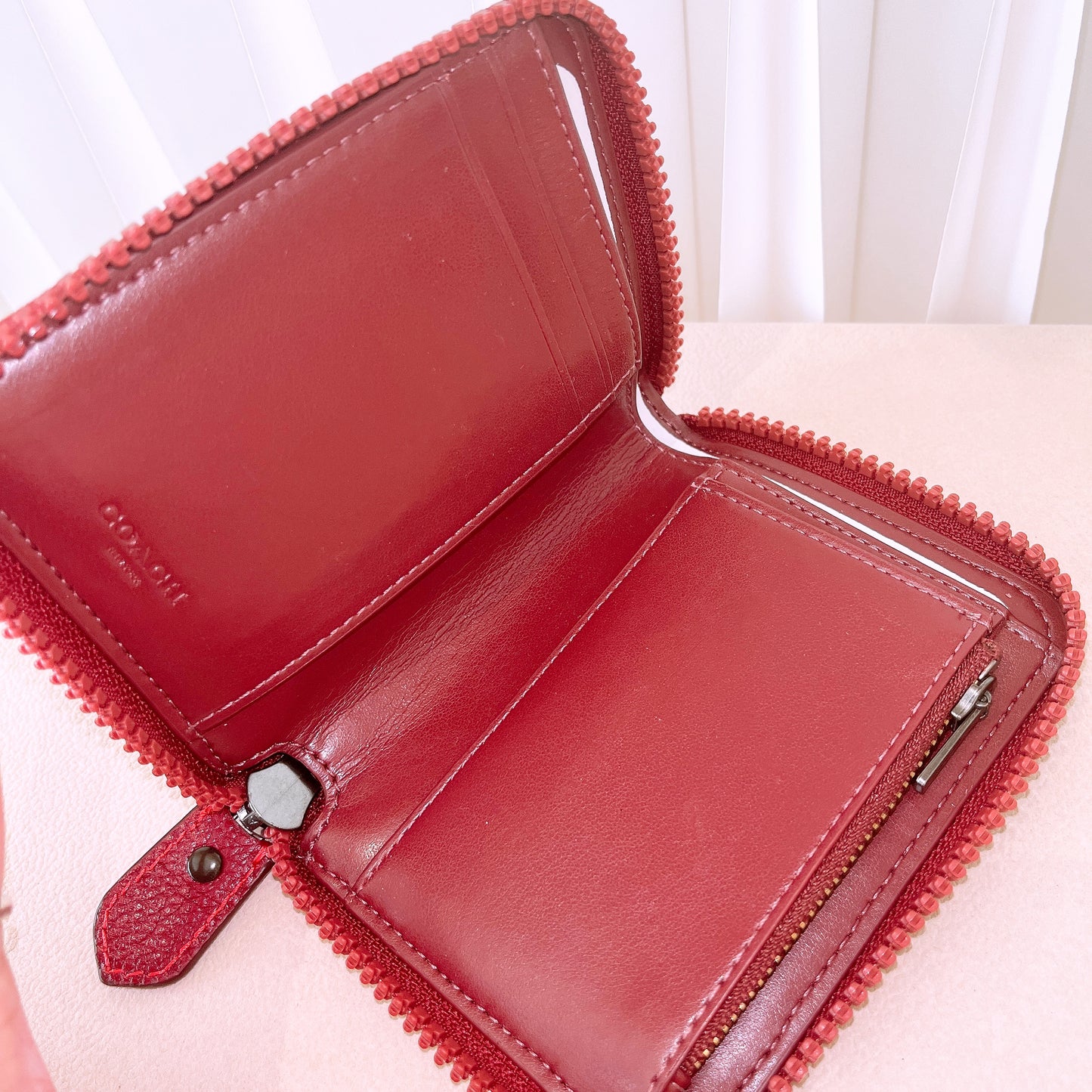 Coach Small Zip Around Wallet With Horse And Carriage Print And Rainbow
