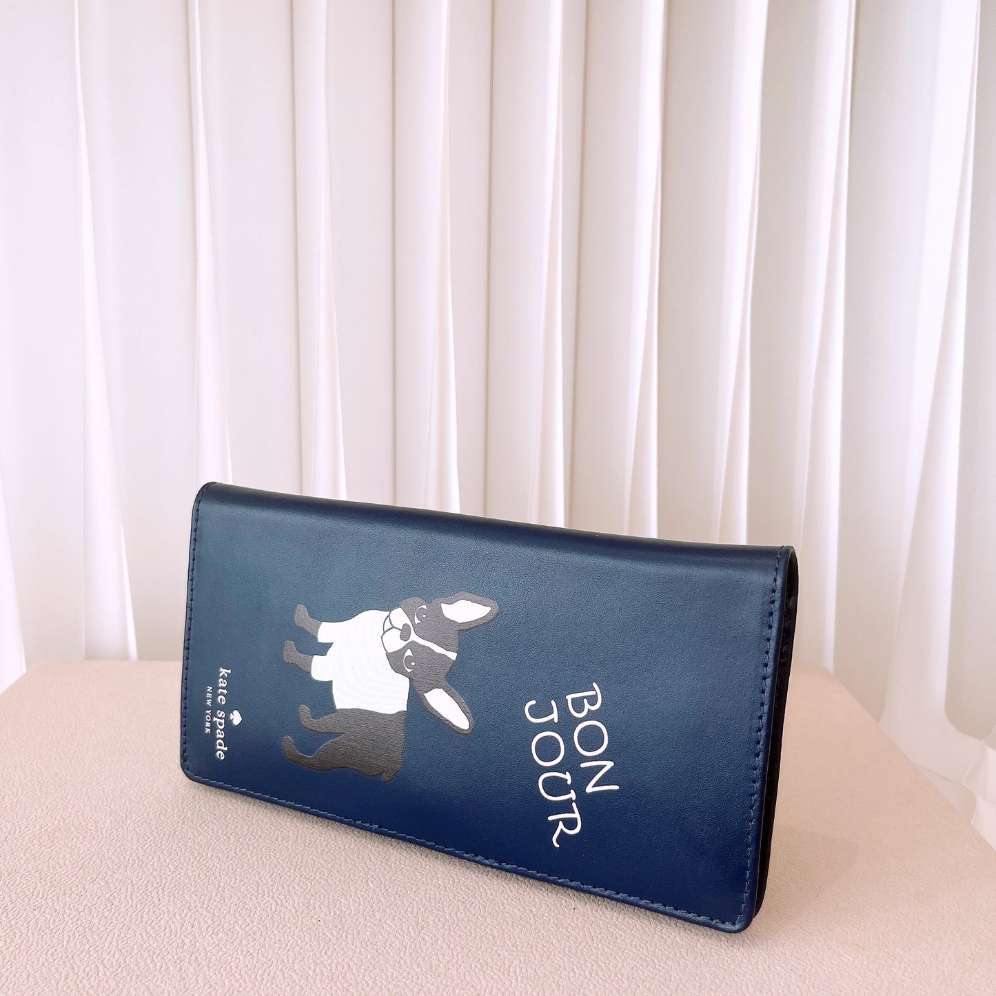 Kate Spade French Bulldog Long Wallet Navy