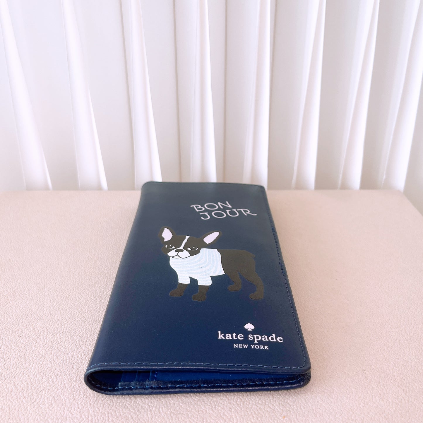 Kate Spade French Bulldog Long Wallet Navy