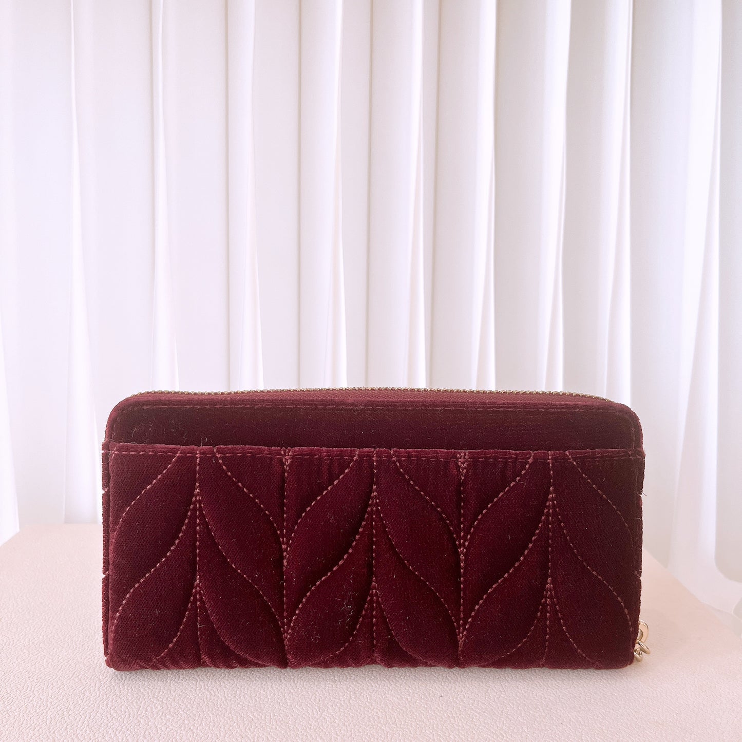 Kate spade Quilted Velvet Cherry Wood zip around long wallet