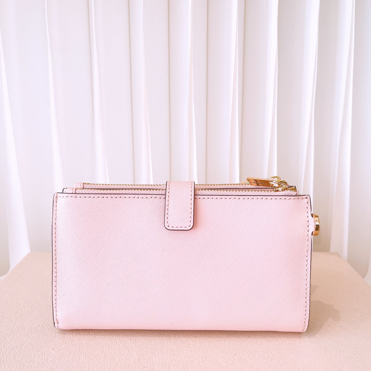 Michael Kors Jet Set Travel Double Zip Saffiano Leather Wristlet Wallet Blossom
