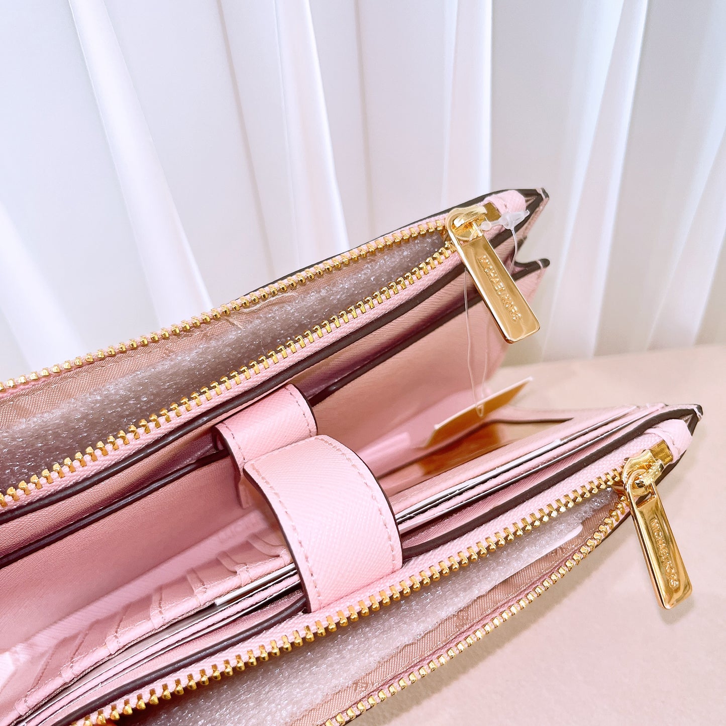 Michael Kors Jet Set Travel Double Zip Saffiano Leather Wristlet Wallet Blossom