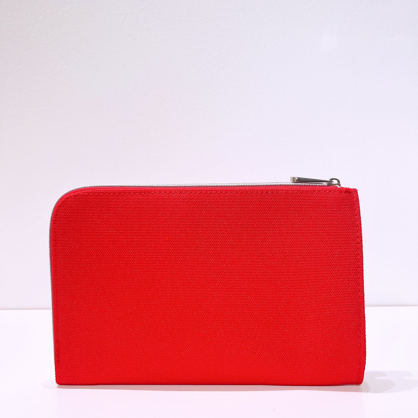 Dior Beauty Logo Red Canvas Corner Zipper Clutch