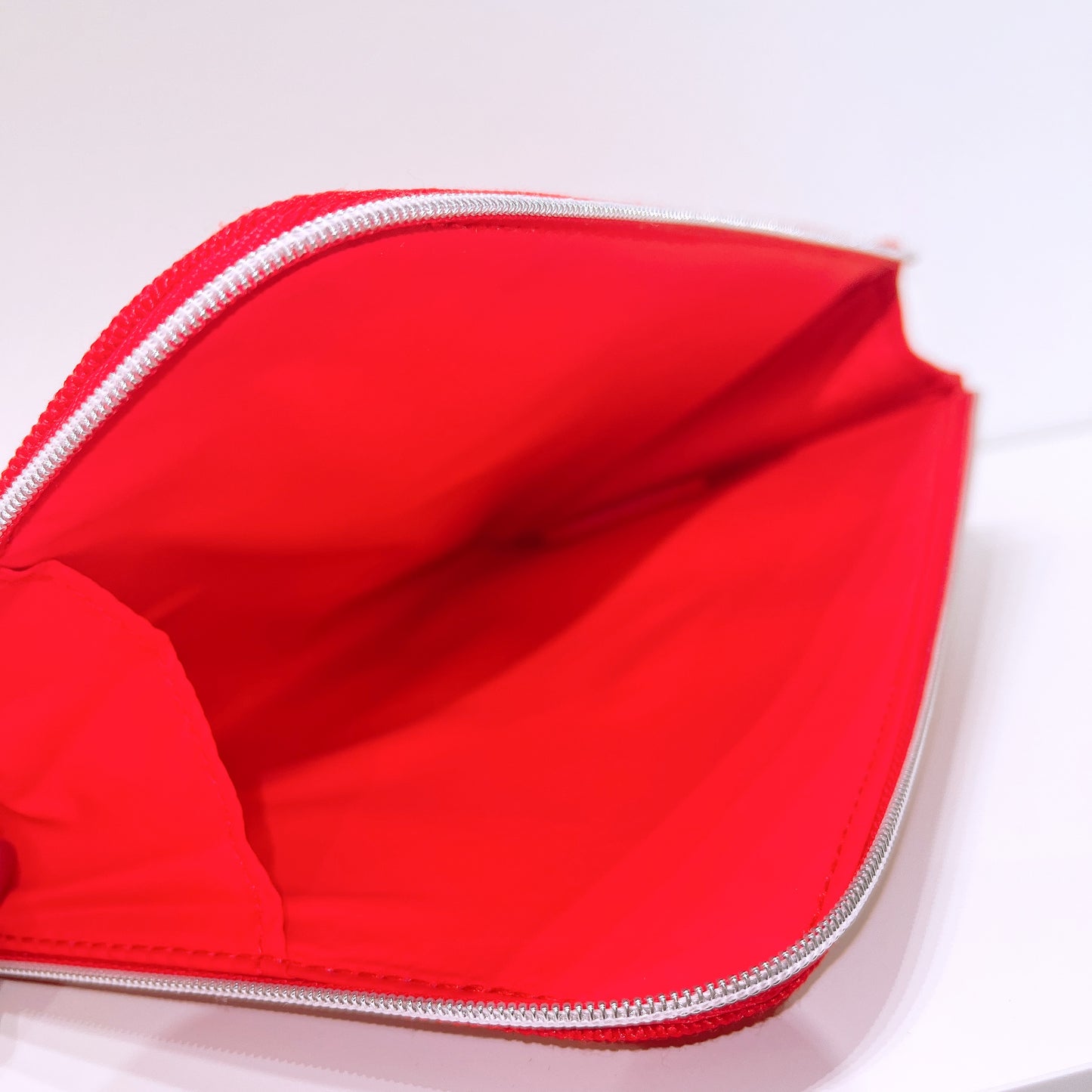 Dior Beauty Logo Red Canvas Corner Zipper Clutch