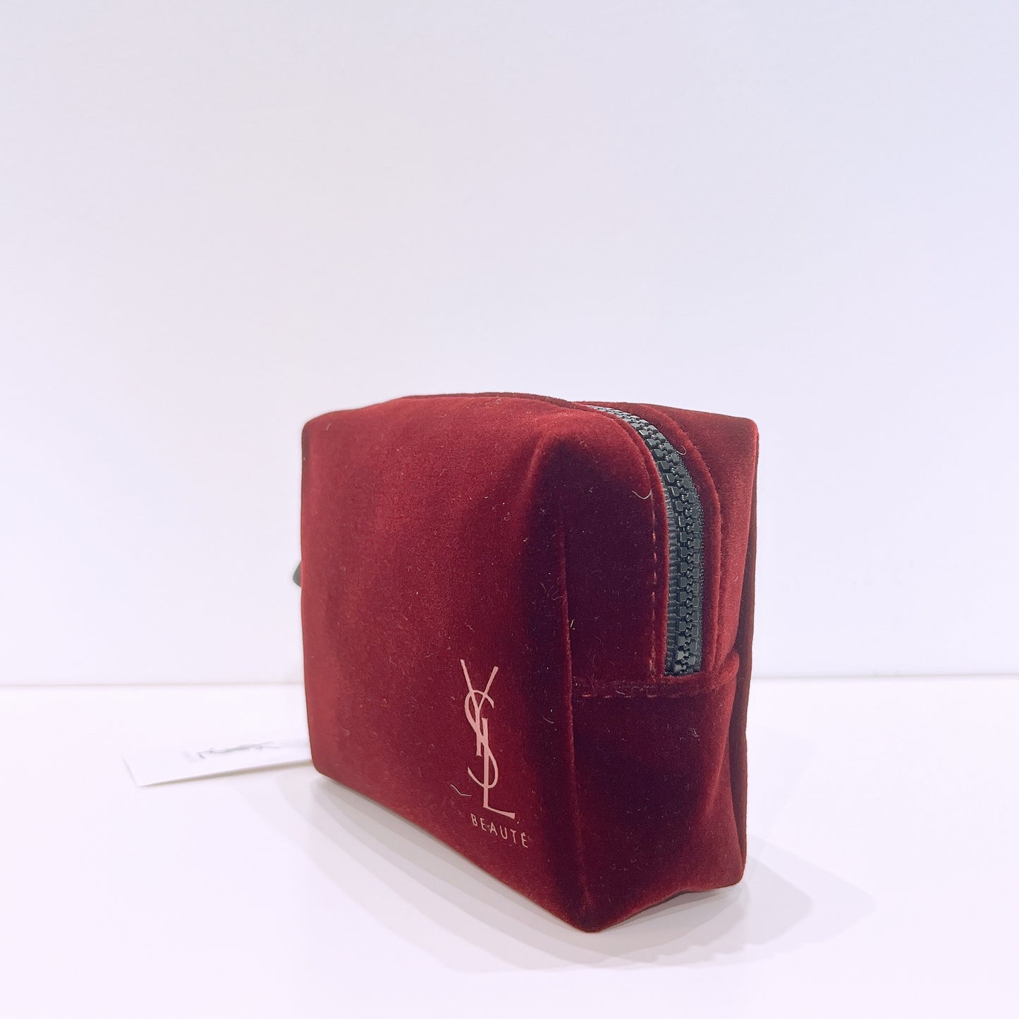 YSL Beaute Burgundy Velvet Small Makeup Bag
