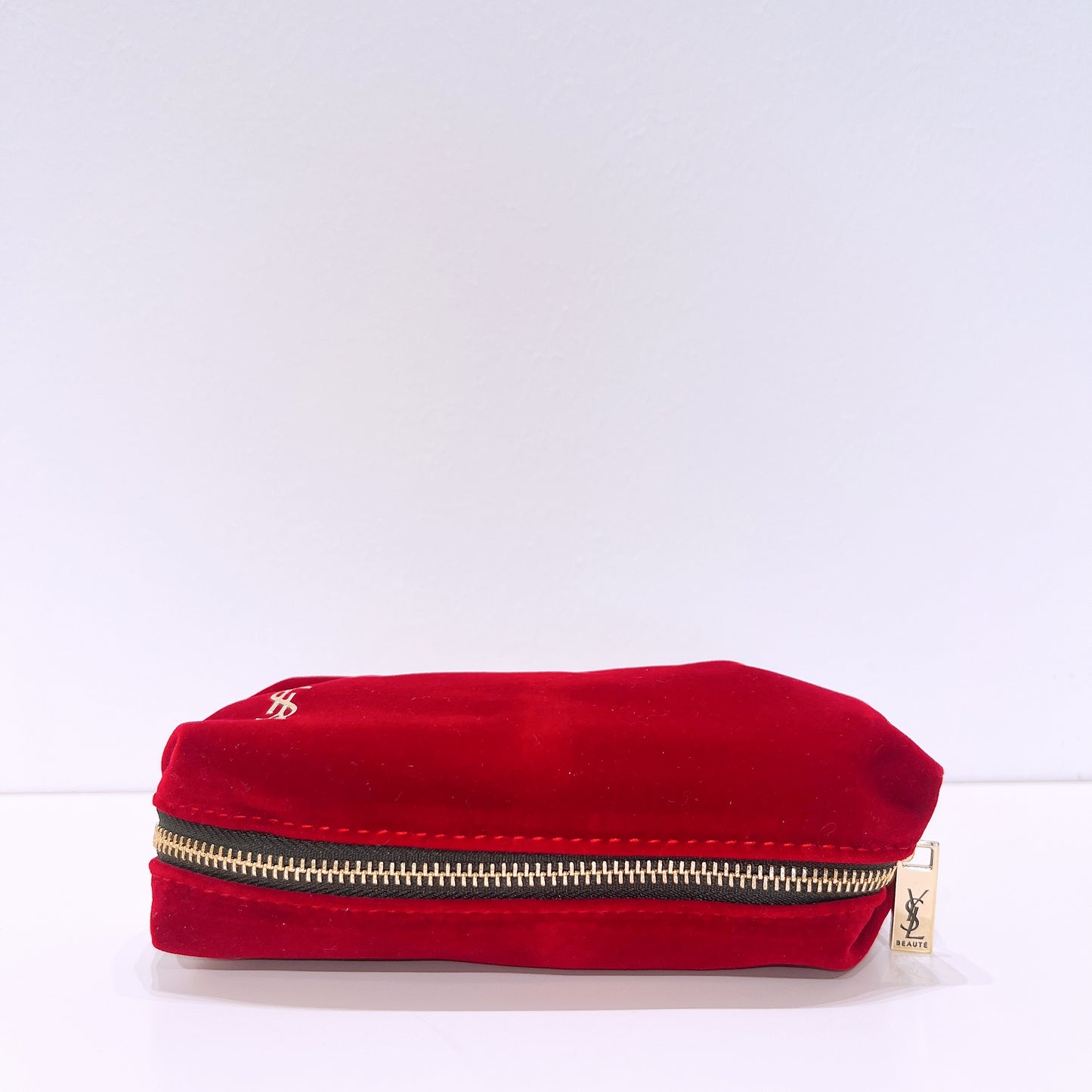 YSL Velvet Pouch Red with zipper