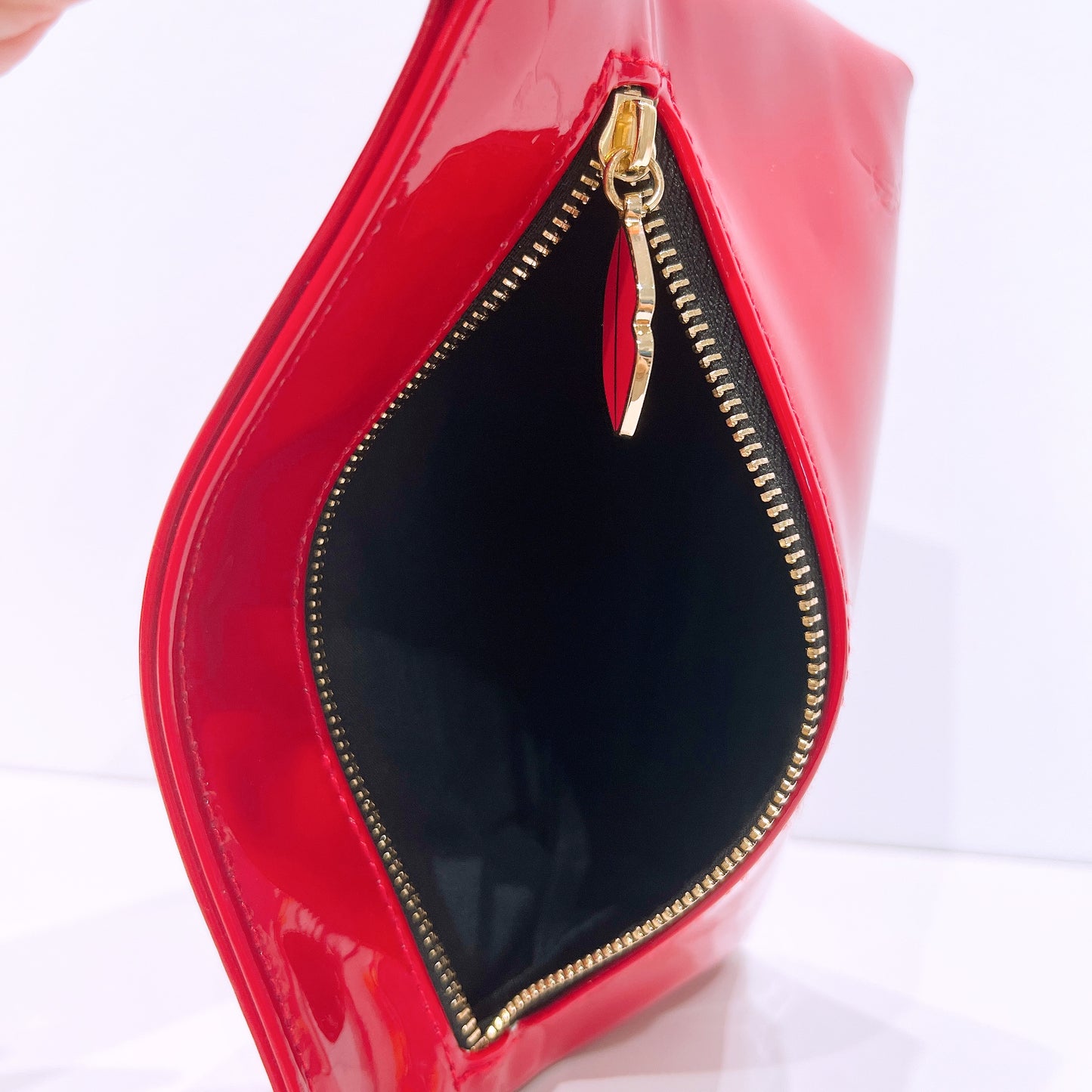 YSL Beauty Red Faux Patent Leather Makeup Cosmetics Pouch
