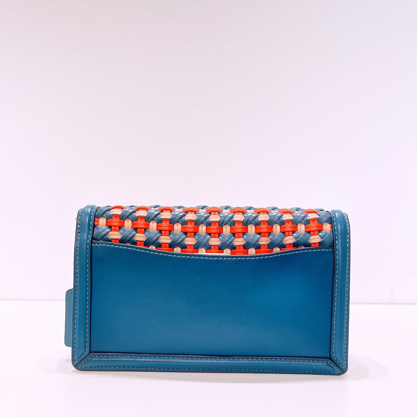 Coach Multicolor Woven Leather Hutton Clutch