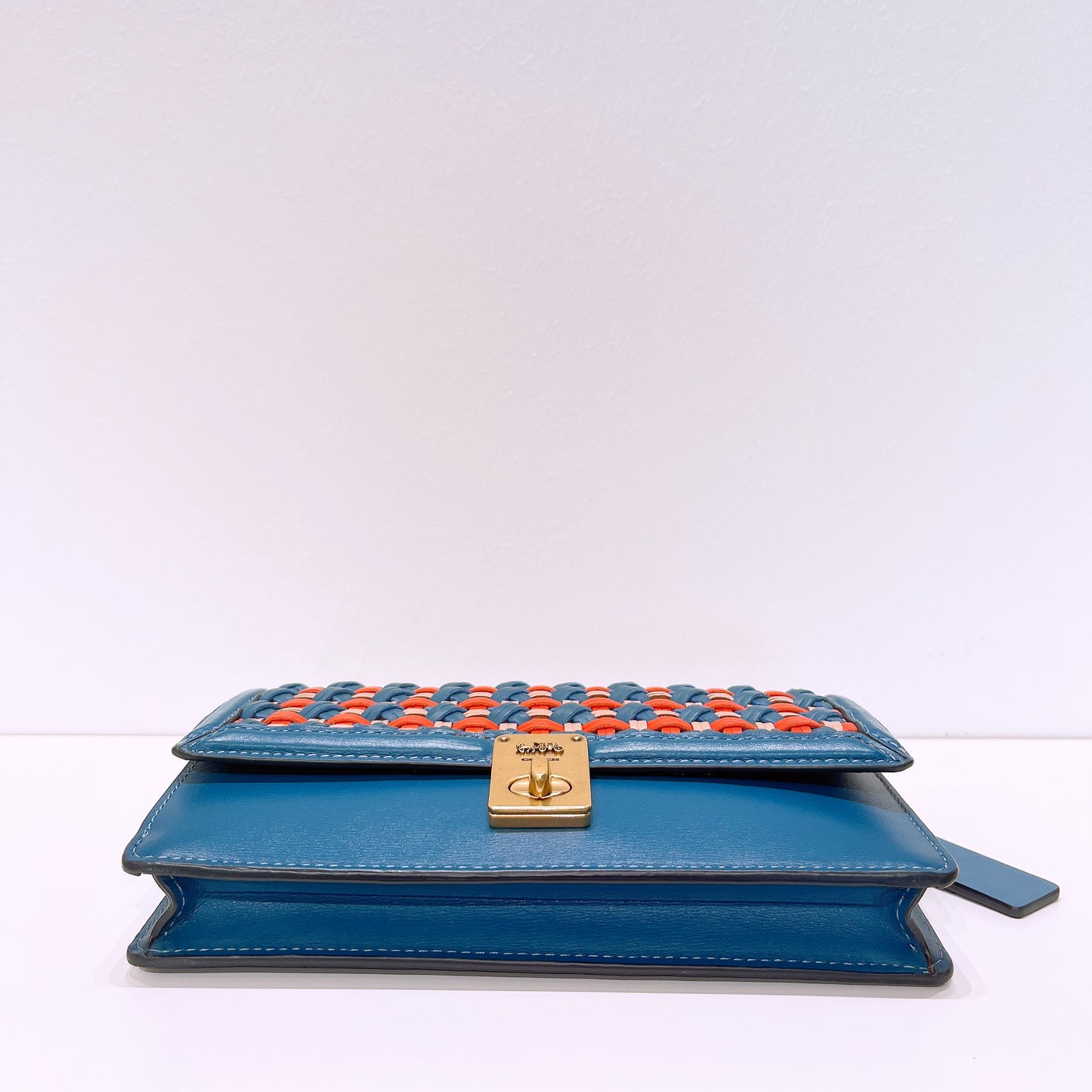 Coach Multicolor Woven Leather Hutton Clutch