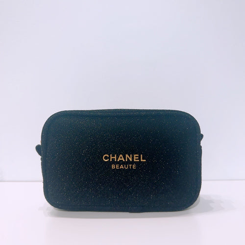Chanel Beaute Black Glitter Makeup Pouch
